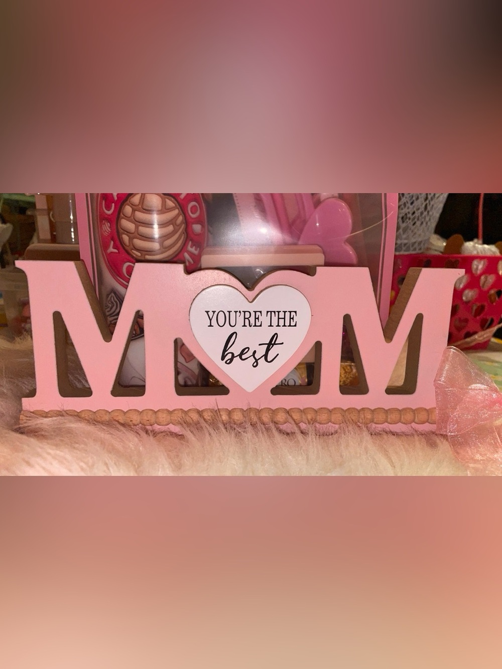 MOM Pink Heart 'You're The Best' Decorative Wood Sign